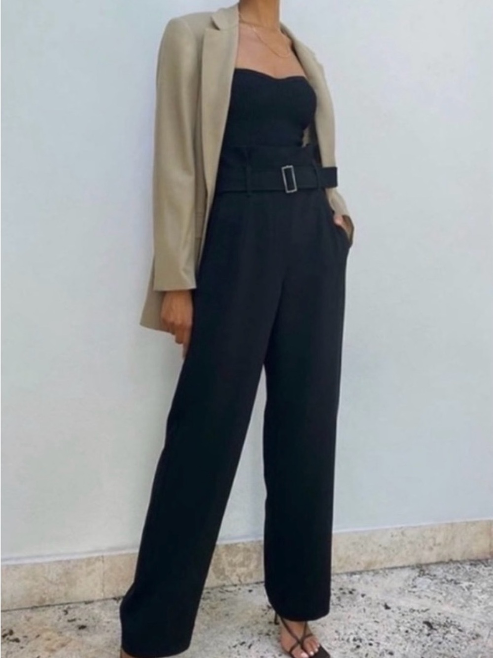 Aritzia Babaton Encore Belted High Rise Pants Trouser Tailored Chic Black Size 6